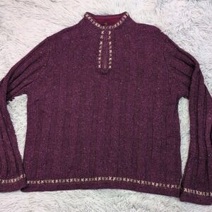 Woolrich Sweater Womens L Purple Lambs Wool Blend Comfort Soft Cozy Preppy